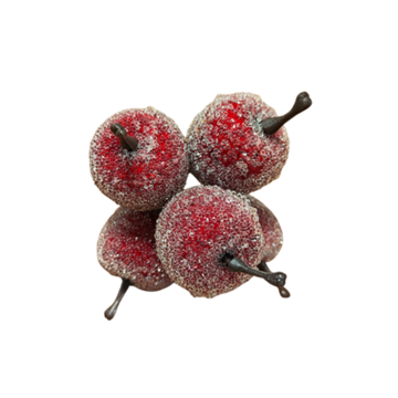 Dekorative æbler røde med frostlook – 5 stk